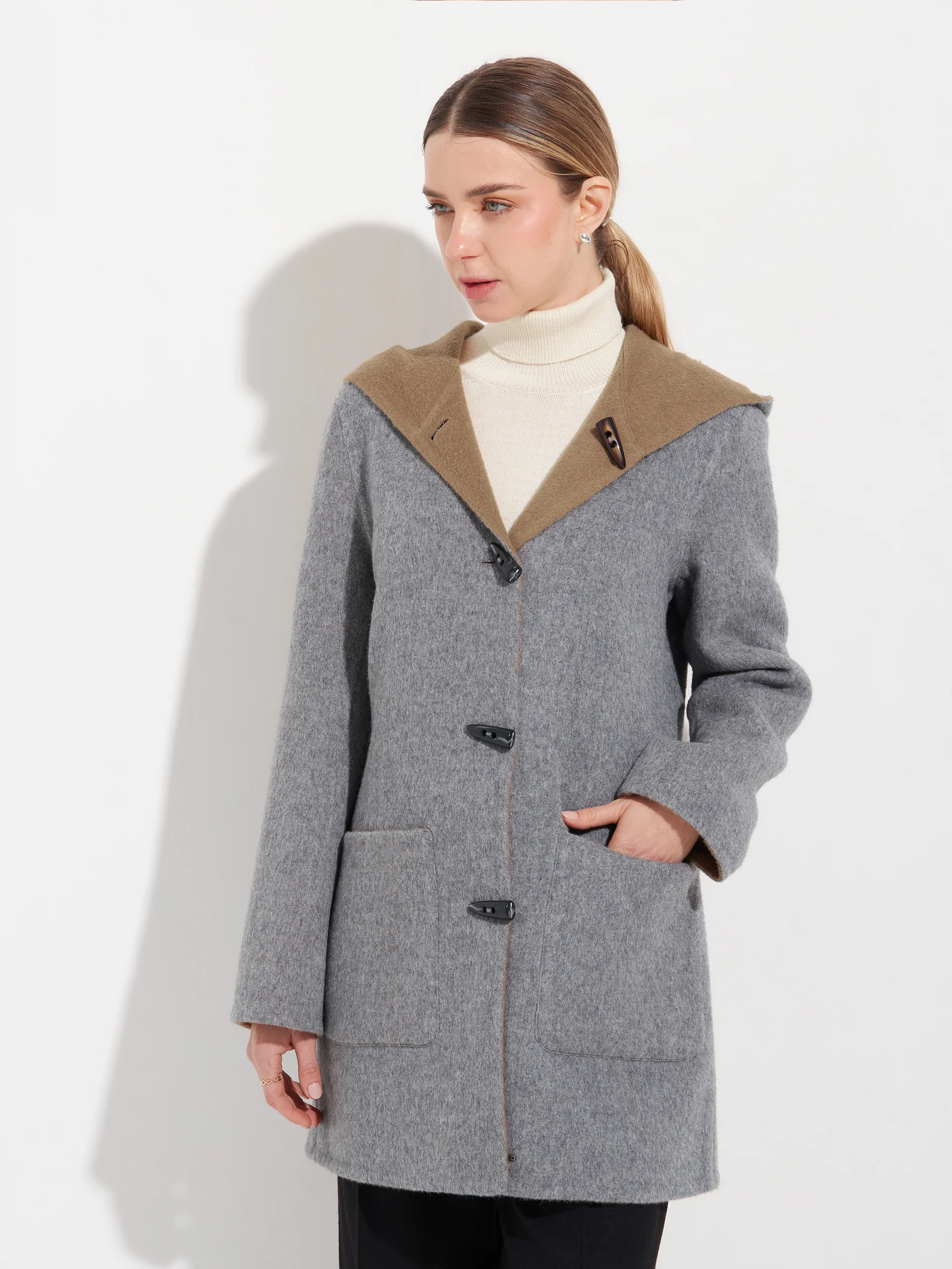 Abrigo Alaia De Baby Alpaca Color Gris - Image 3