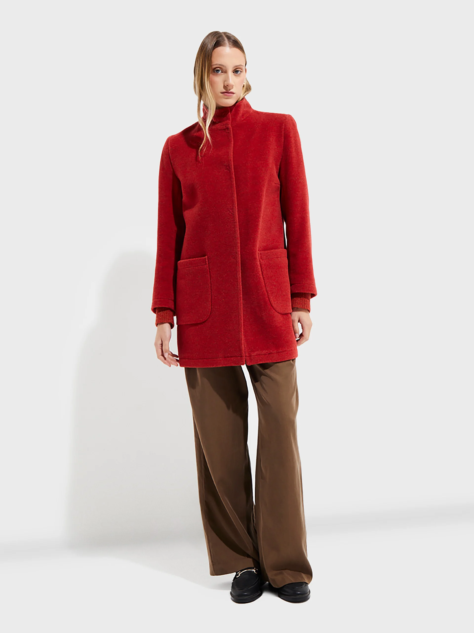 Abrigo Ynes De Baby Alpaca Y Lana Color Naranja - Image 4