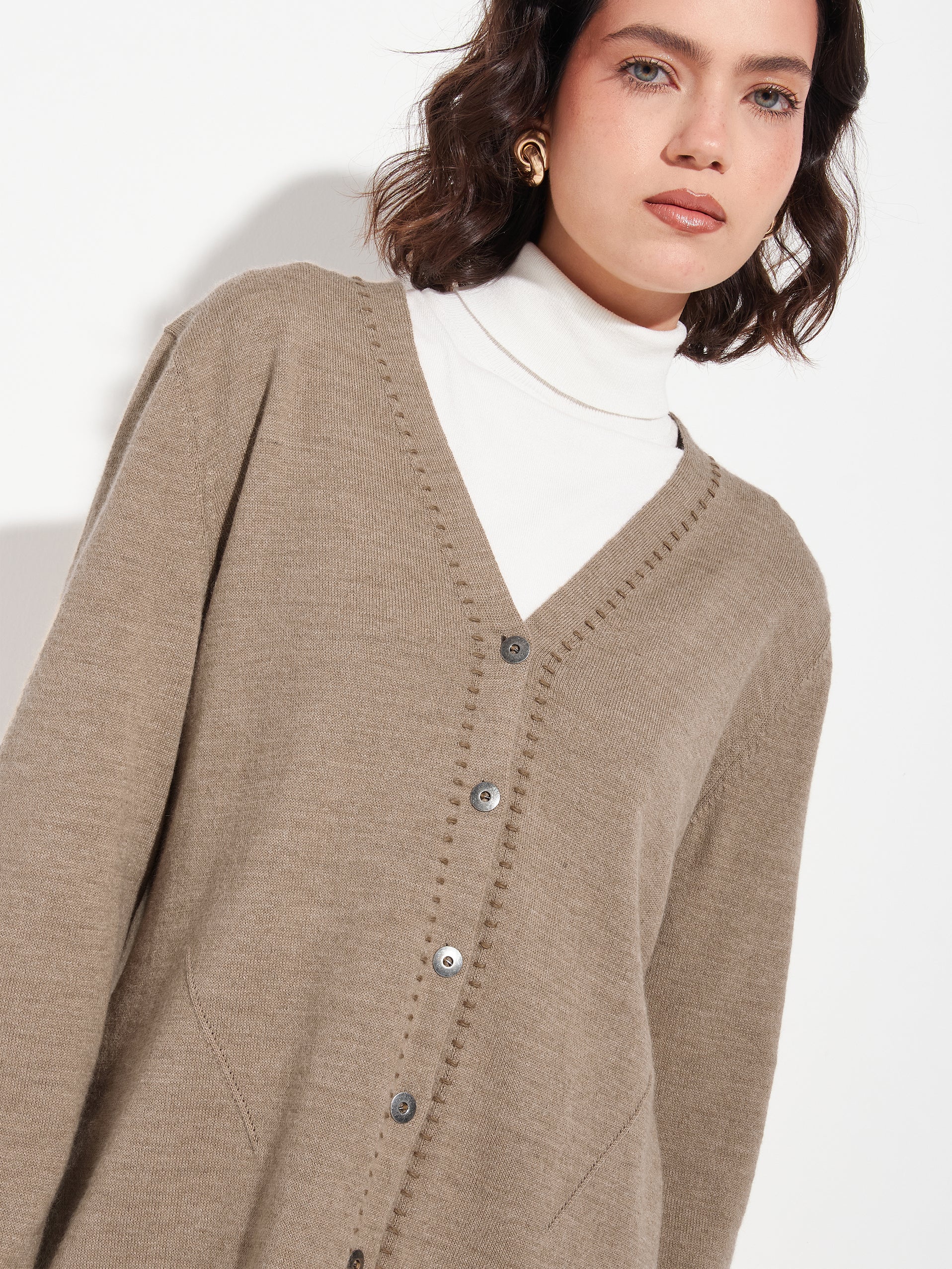 Cárdigan Brenda Card De Baby Alpaca Color Marrón - Image 5