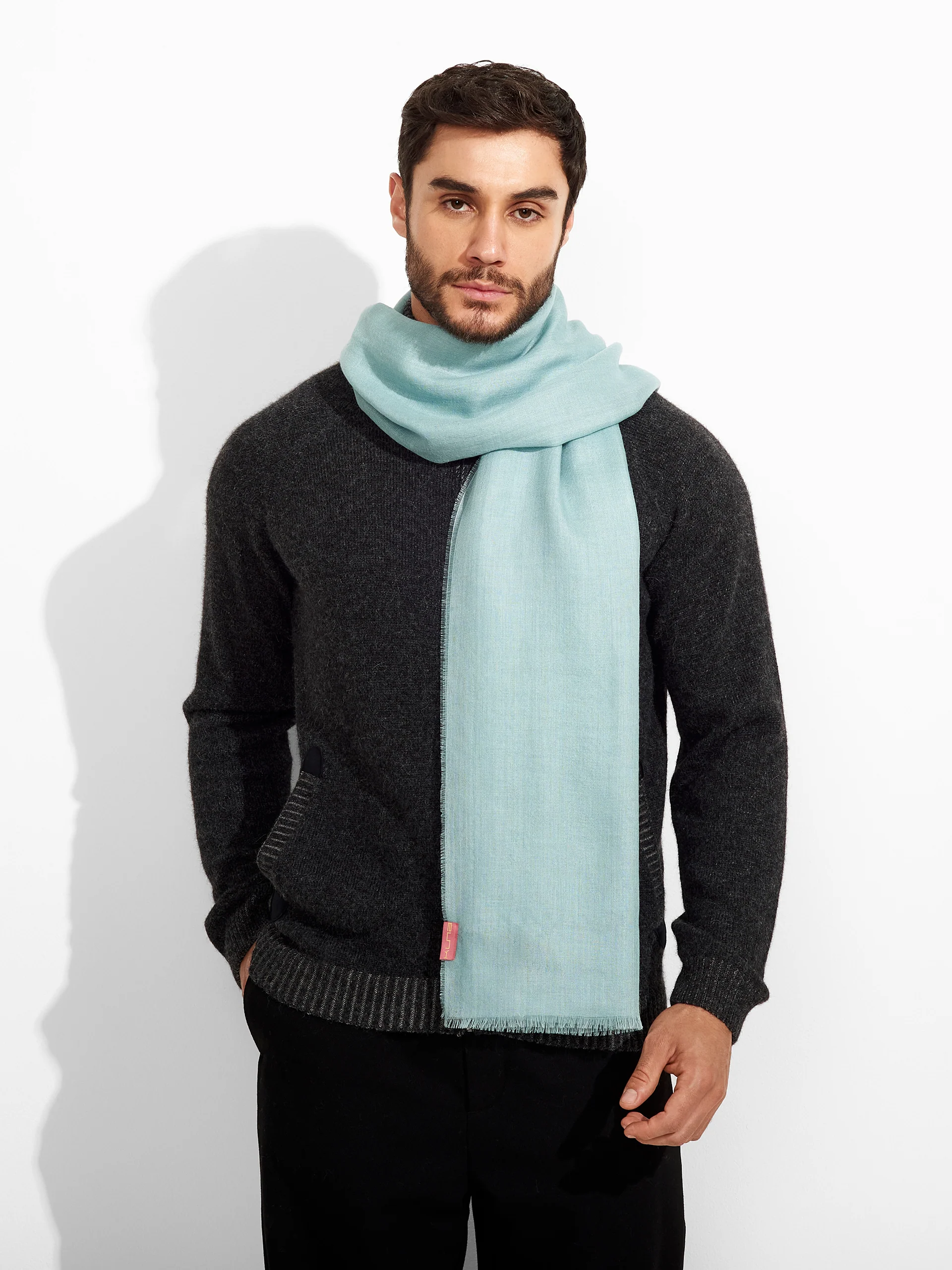 Estola Alondra De Baby Alpaca Color Celeste - Image 4