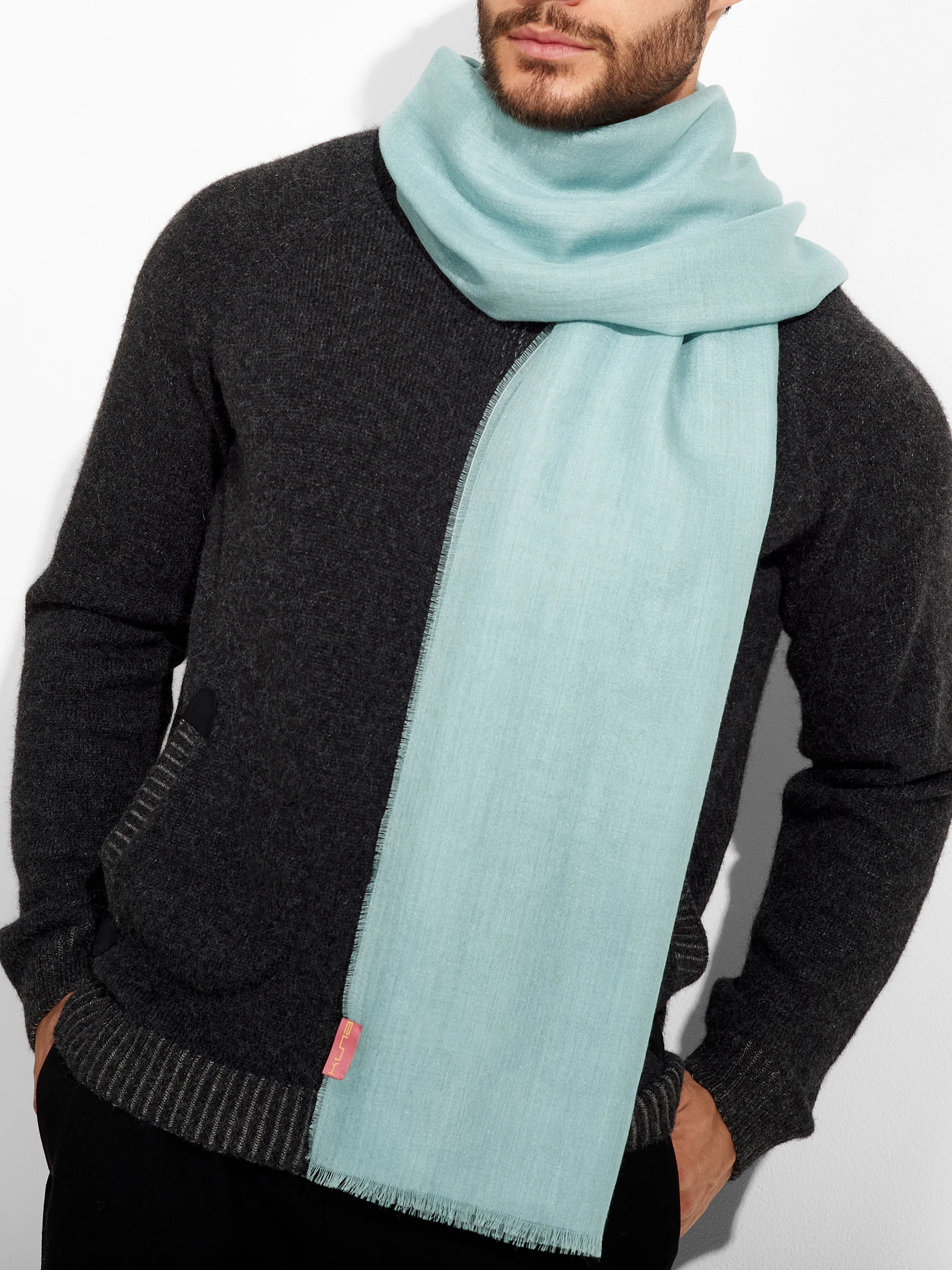 Estola Alondra De Baby Alpaca Color Celeste - Image 5