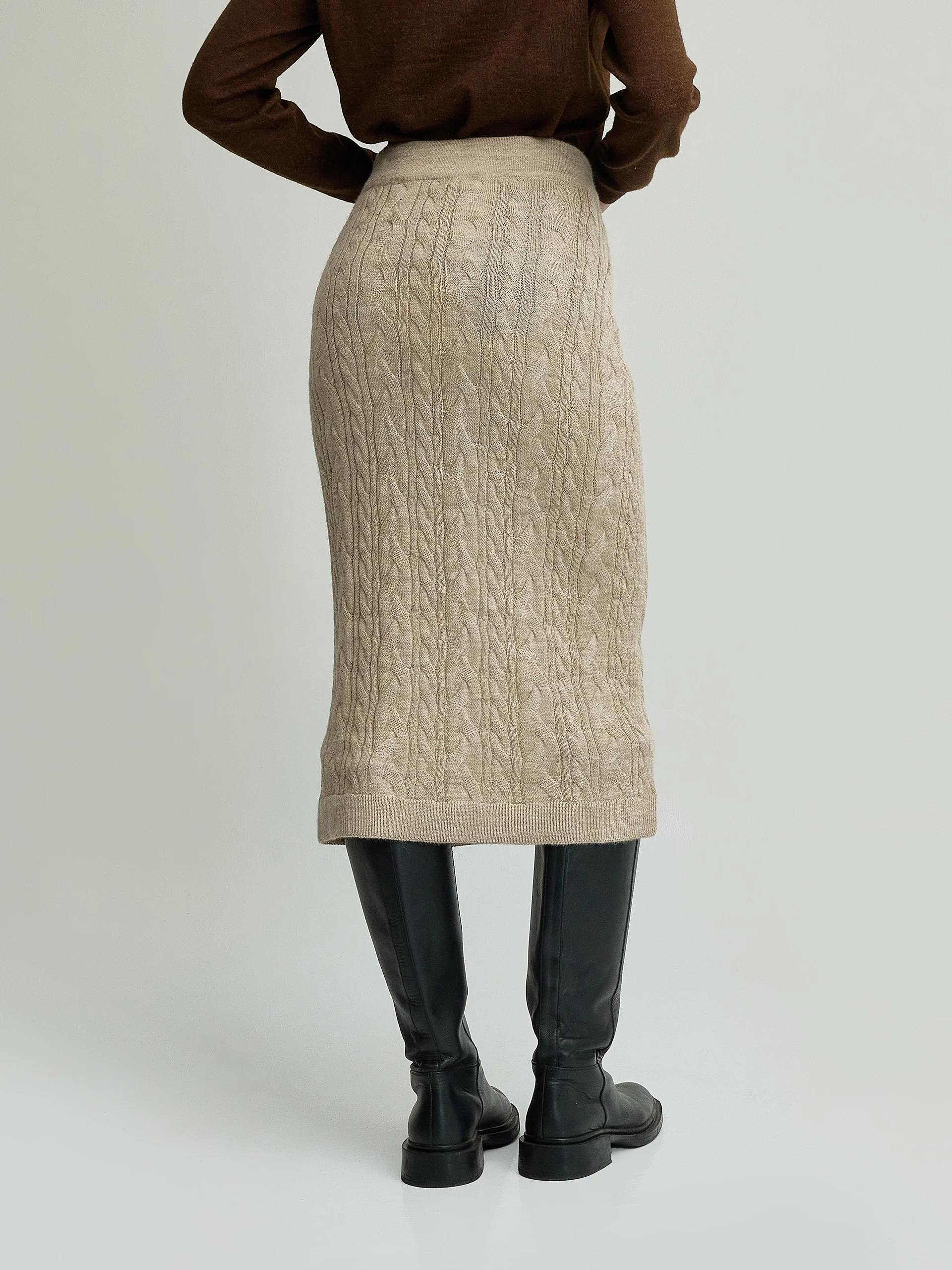 Falda Yanina De Baby Alpaca Color Beige - Image 3