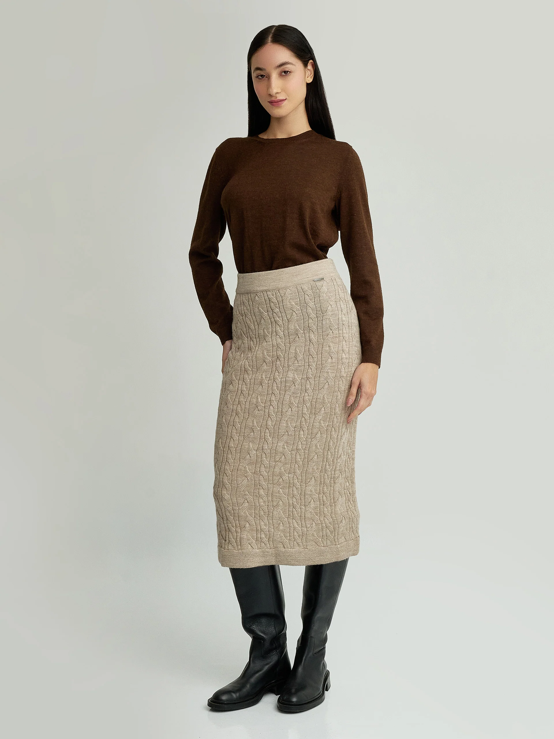 Falda Yanina De Baby Alpaca Color Beige - Image 4