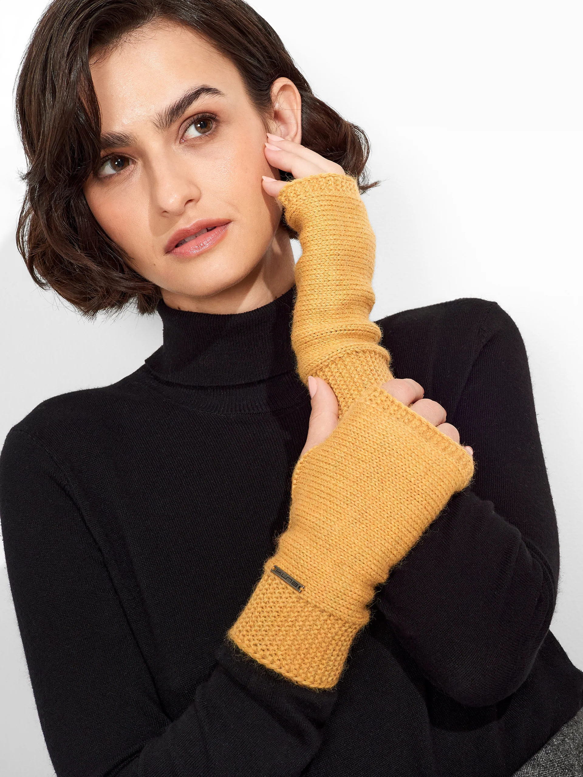 Guantes Zafiro De Baby Alpaca Color Amarillo - Image 3