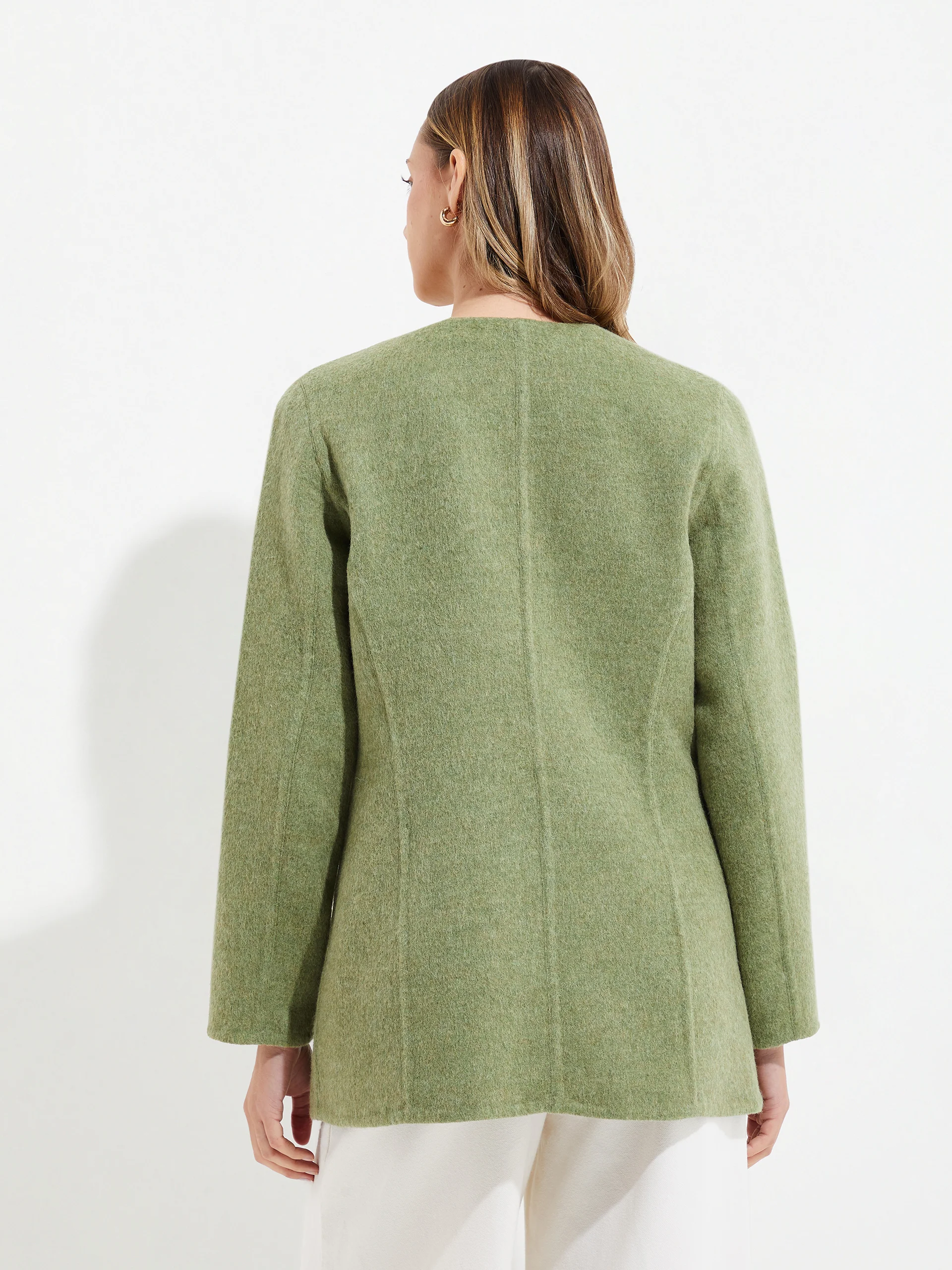 Saco Yvette De Baby Alpaca Y Lana Color Verde - Image 3