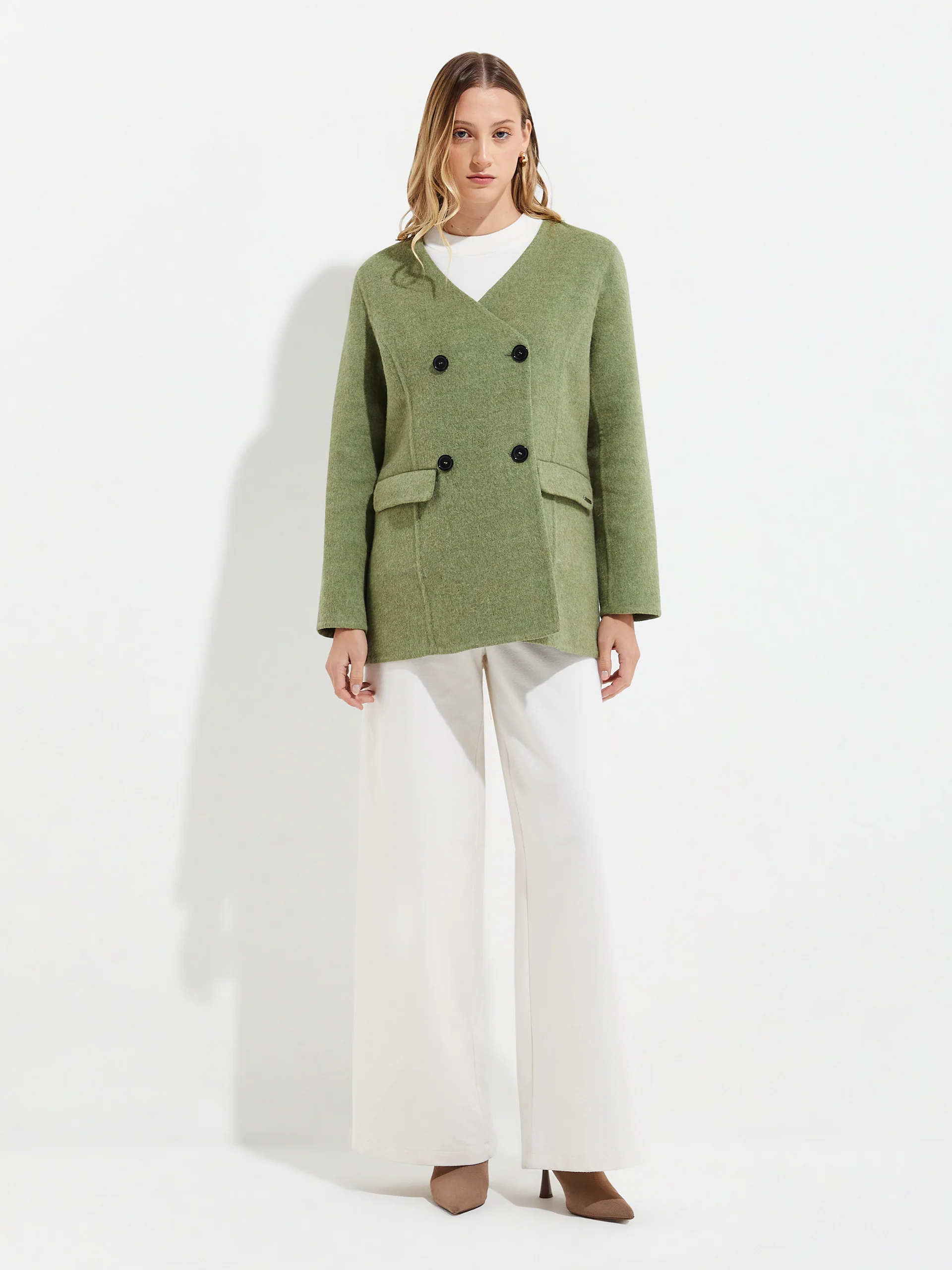 Saco Yvette De Baby Alpaca Y Lana Color Verde - Image 4