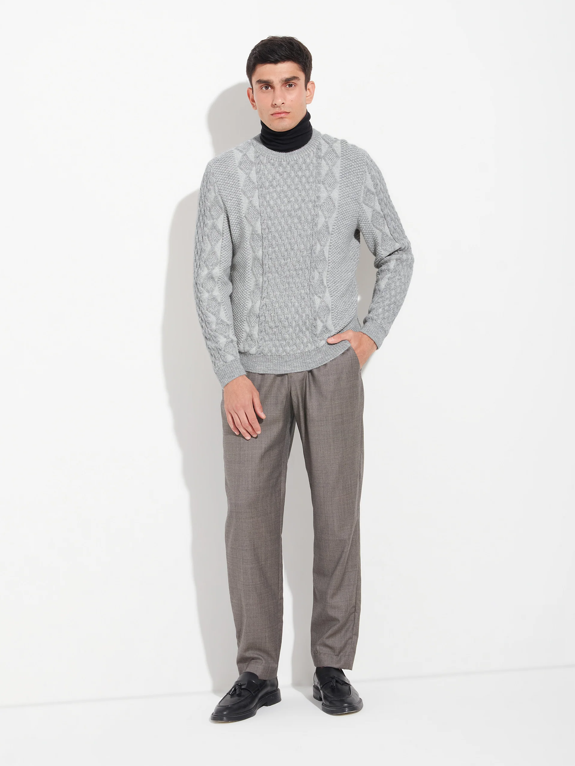 Suéter Bastian De Baby Alpaca Color Gris - Image 4