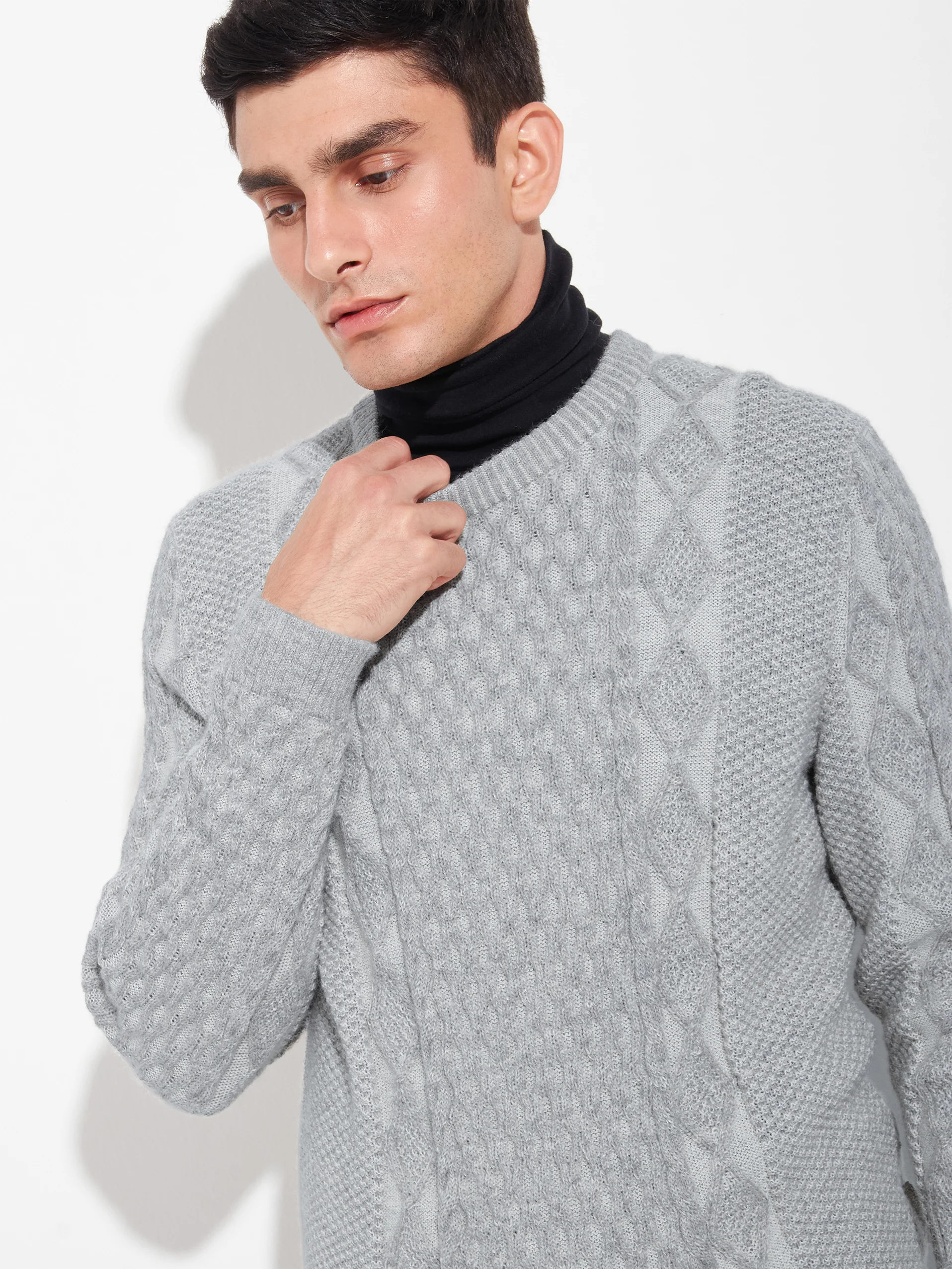 Suéter Bastian De Baby Alpaca Color Gris - Image 5