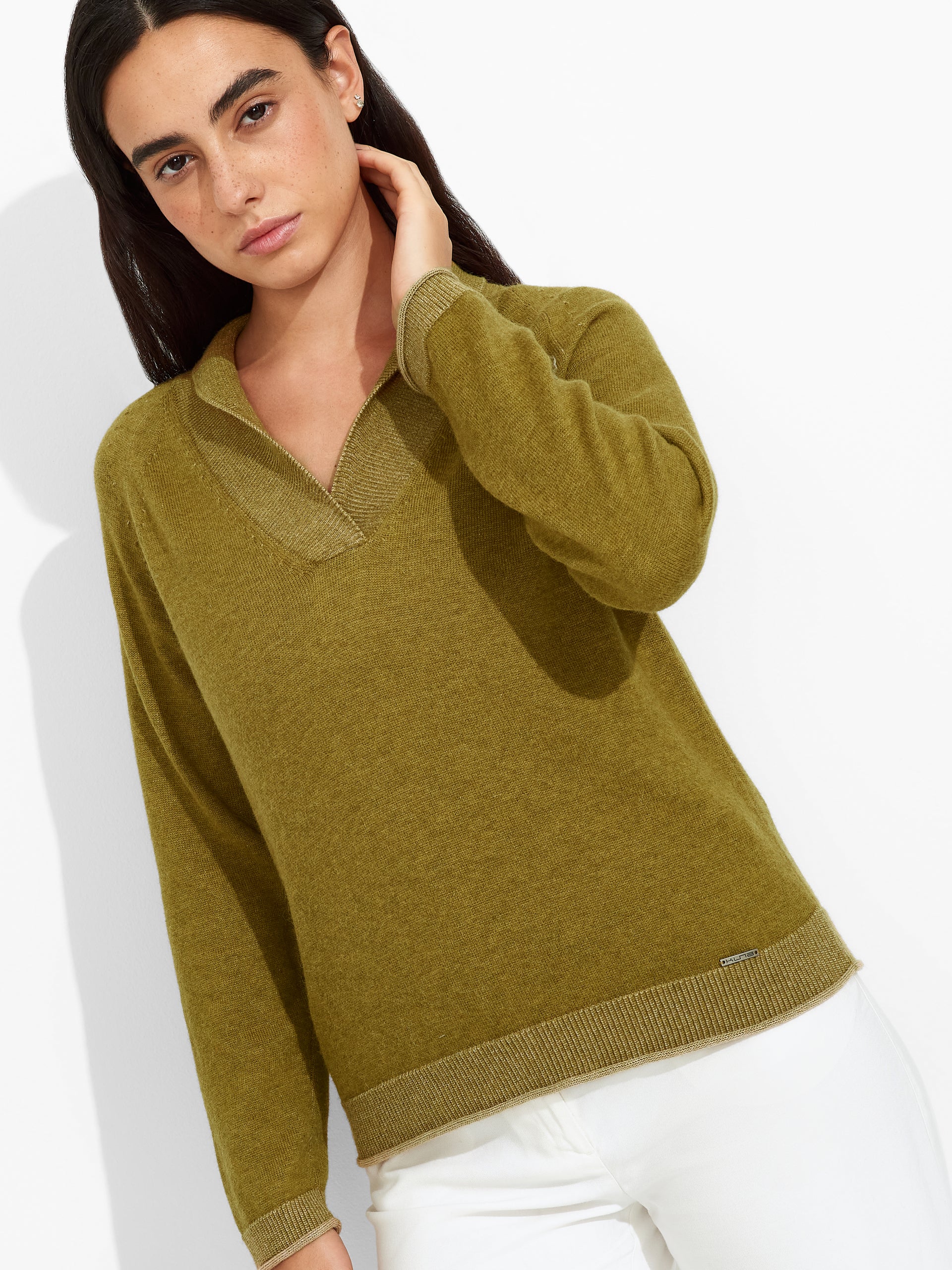 Suéter Zolena De Algodón Color Verde - Image 5