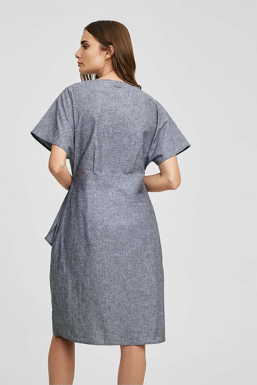Vestido Wrapped De Lino Color Gris Oscuro - Image 3