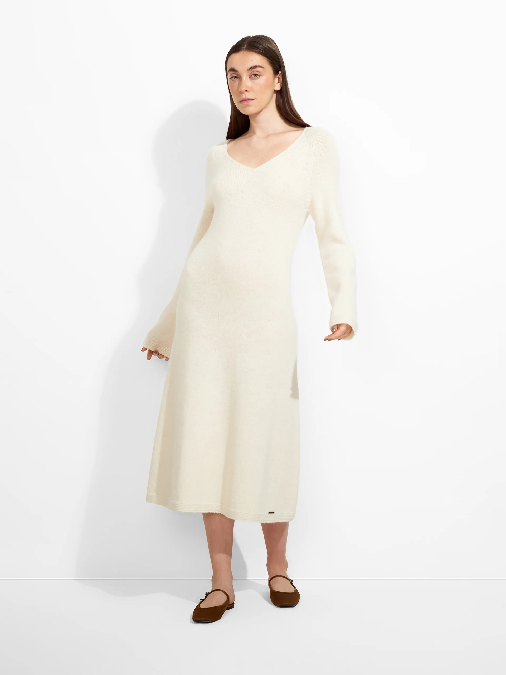 Vestido Zafina De Baby Alpaca Color Ecru - Image 5